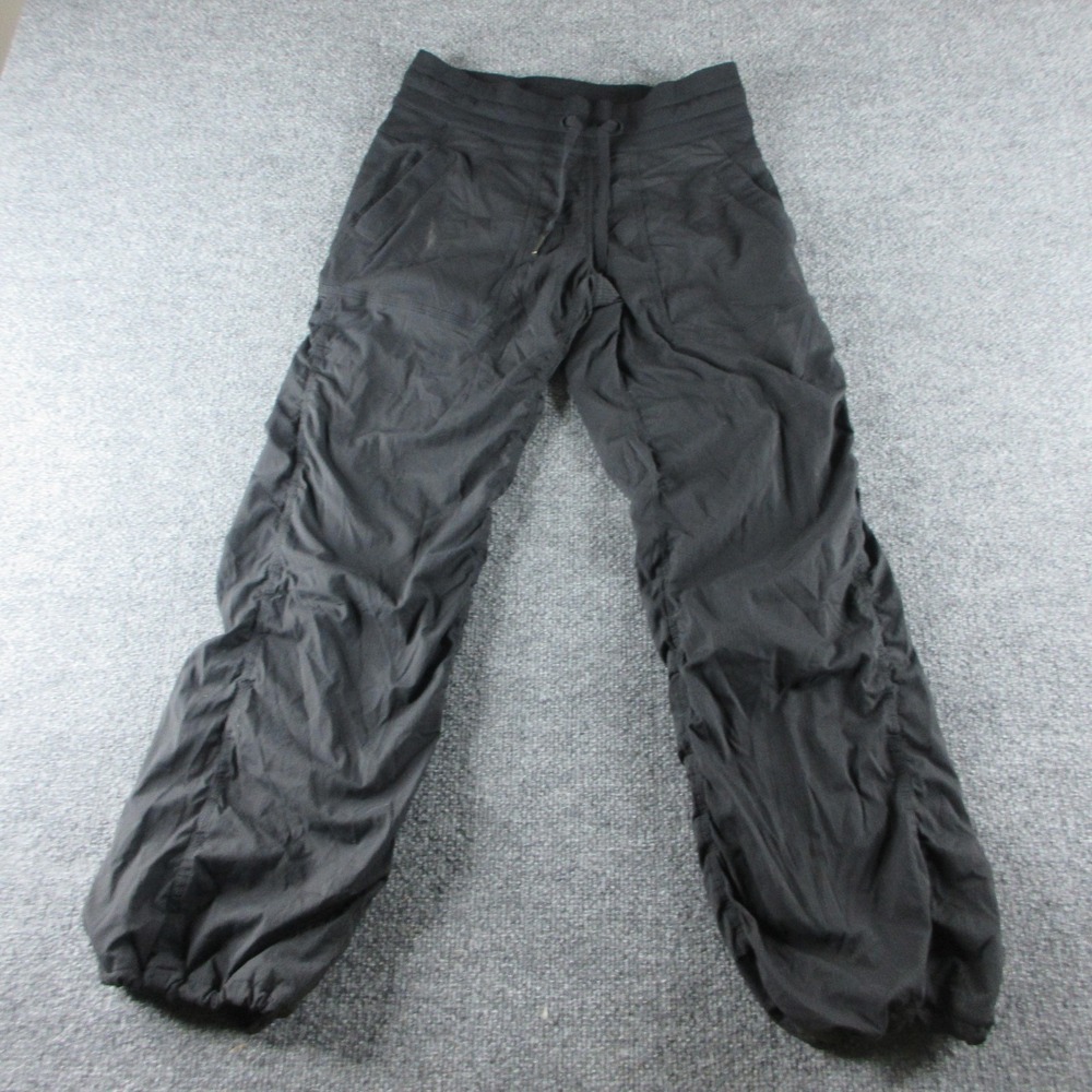 Lululemon Jogger Pants Womens M Black Woven Elastic Cuff Pockets Yoga Athleisure